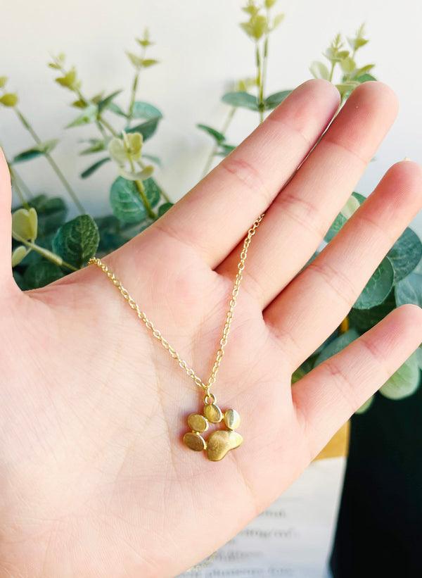 Gold-Plated Paw Necklace for Dog Lovers