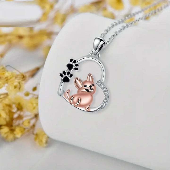 Heartfelt Friend Dog Necklace in Rose Gold