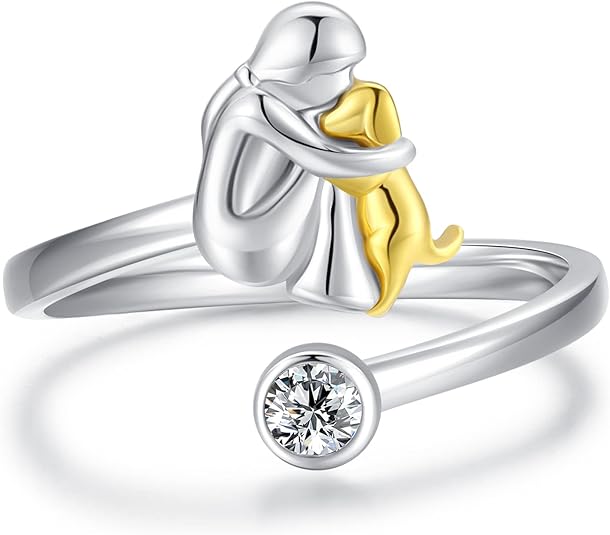 Adjustable Dog Ring Made of Silver – Handmade Ring for Women