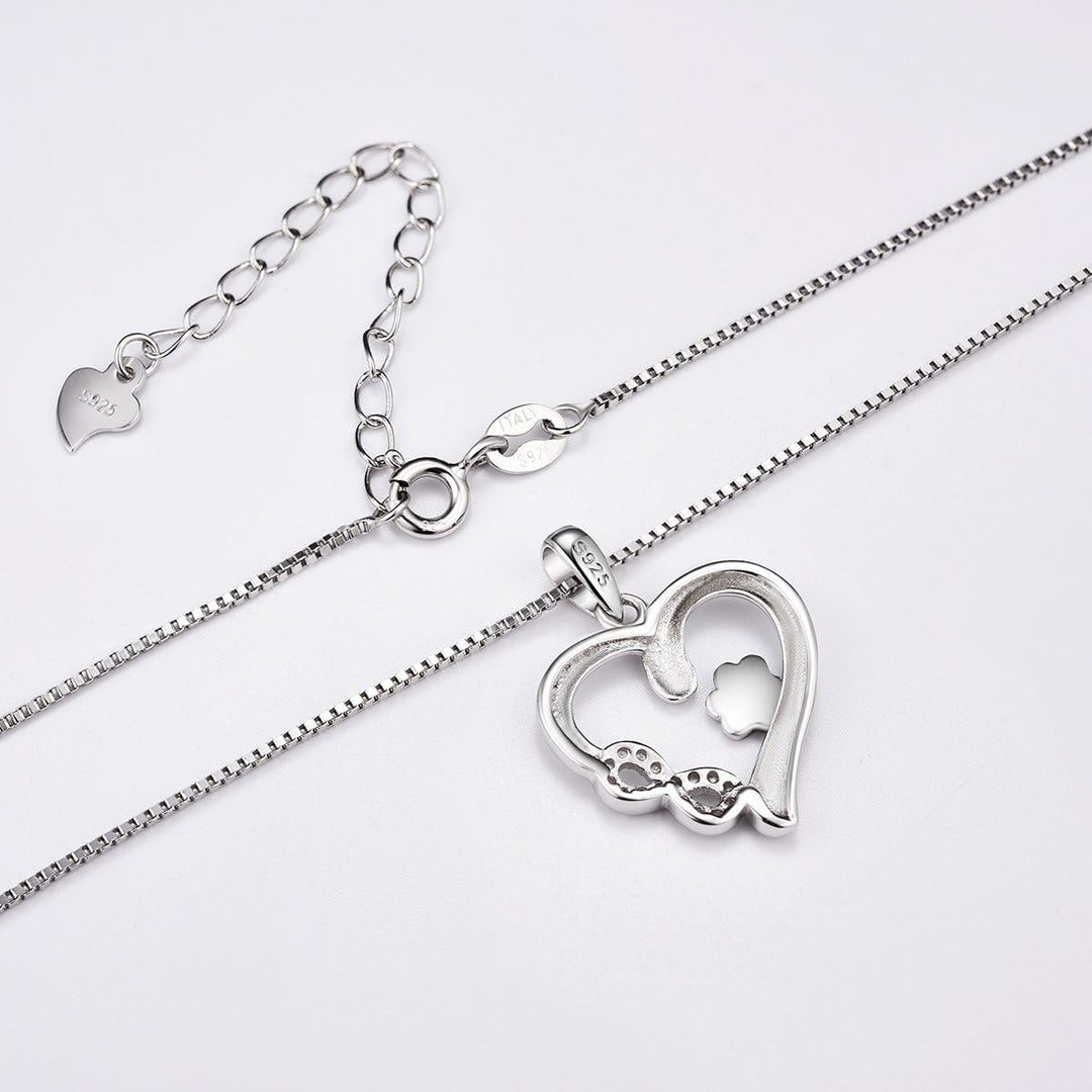 Necklace with Paw Print & Heart with Infinity Pendant