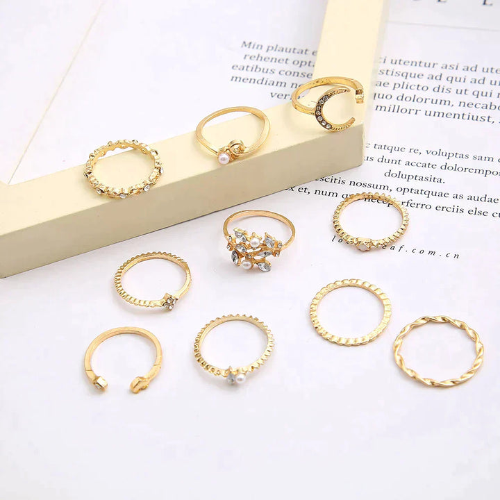 Pack of 10 Rings | Bohemian Silver and Gold Plated Rings