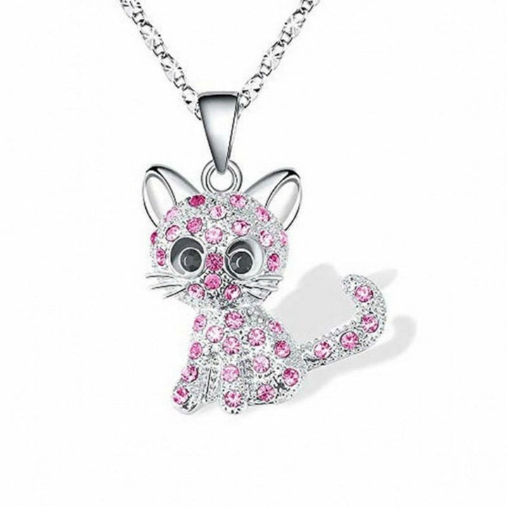 Necklace with Baby Cats & Colorful Zirconia – made of Silver