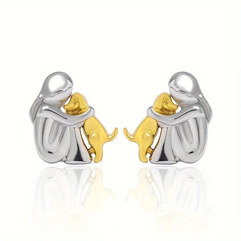 Sweet Two-Tone Hugging Earrings in Silver & Gold