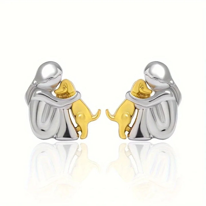 Sweet Two-Tone Hugging Earrings in Silver & Gold