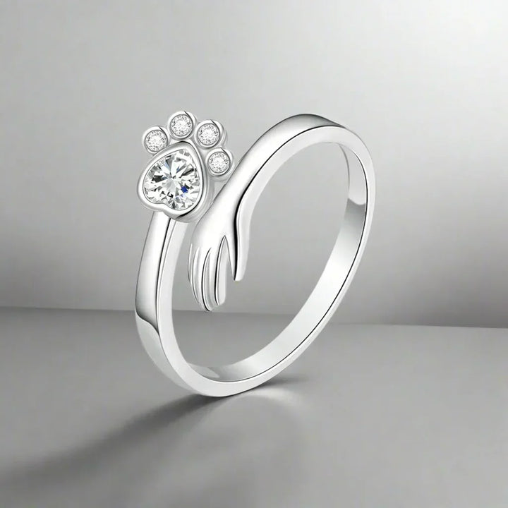 Adjustable Paw Ring Made of Sterling Silver – Hand-in-Paw Design