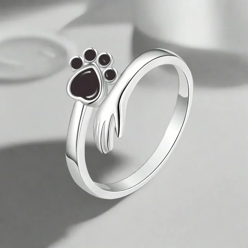 Adjustable Paw Ring Made of Sterling Silver – Hand-in-Paw Design