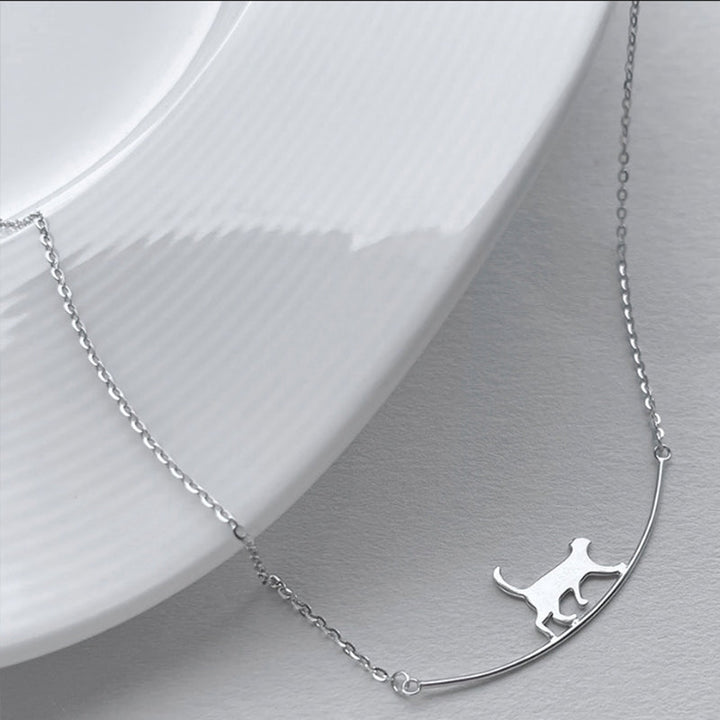 Climbing Cat – Silver Necklace