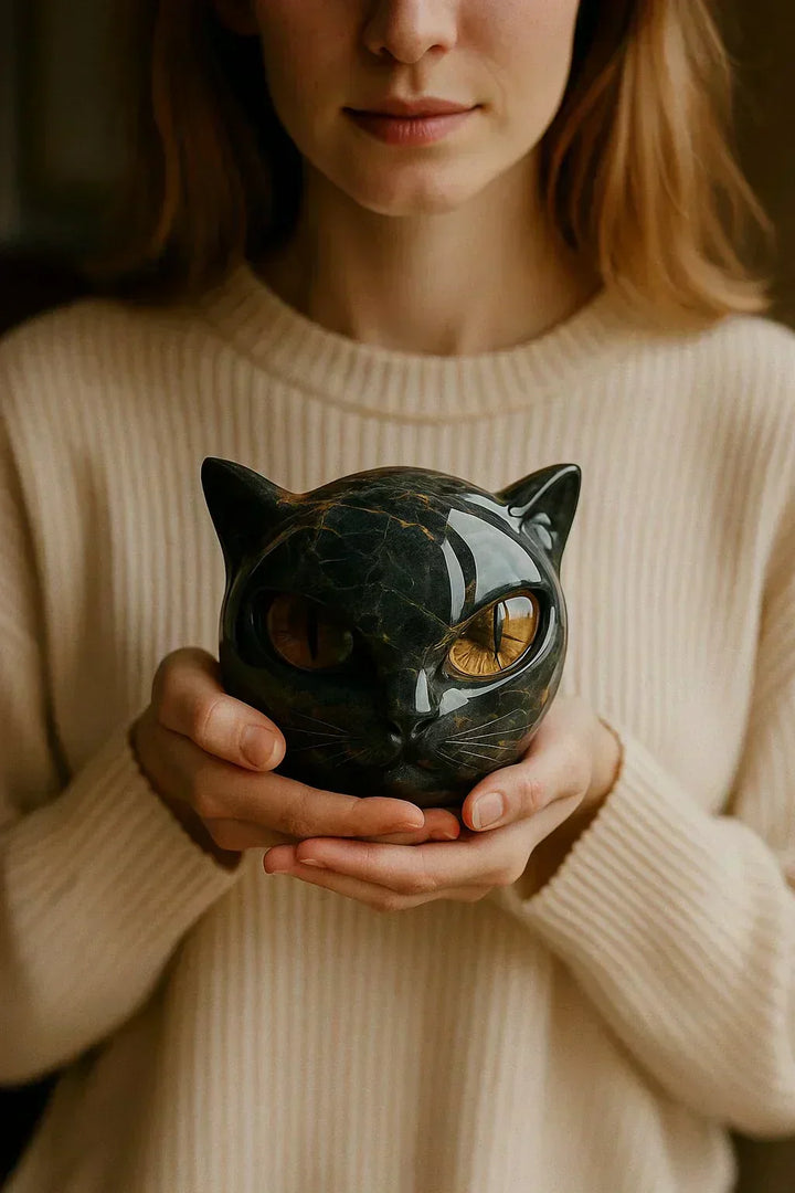 NyxCharm | Mystical Black Cat Head Sculpture
